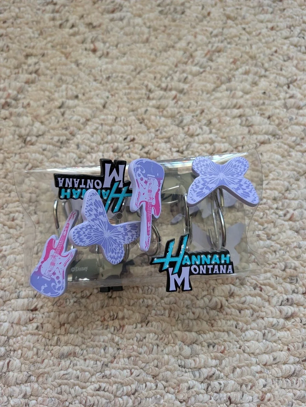 Vintage Y2K 2000s Disney Hannah Montana Shower Curtain Rings Butterfly Vtg
